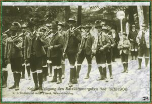 1 Festlicher Umzug beim Kaiser Huldigungsschie·en 1908